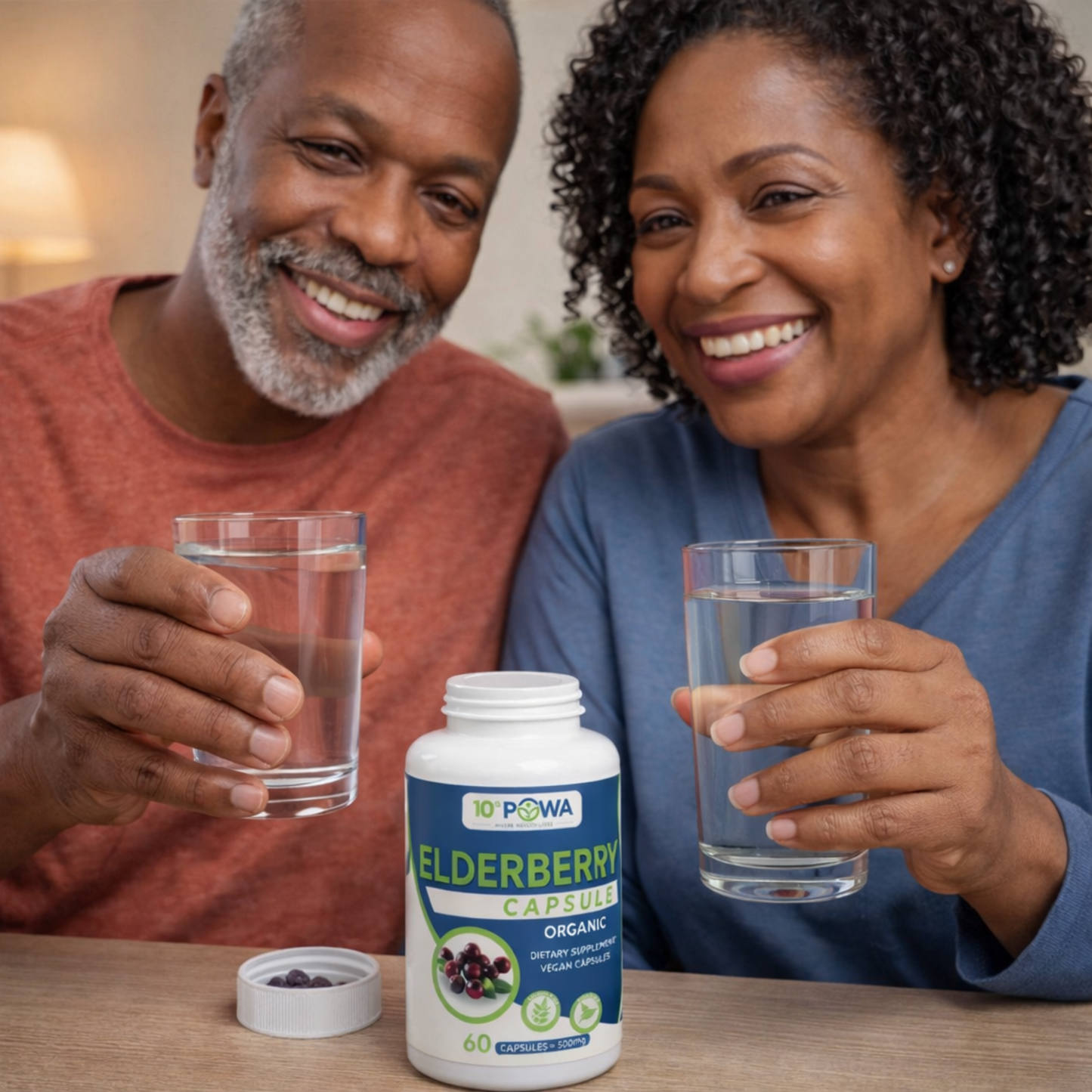 Black Elderberry vegan capsules bottle for immune support and antioxidant health