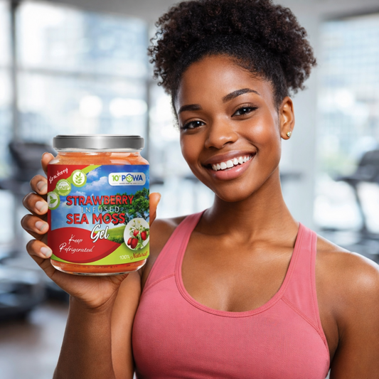Strawberry banana sea moss gel wildcrafted sea moss 16oz jar