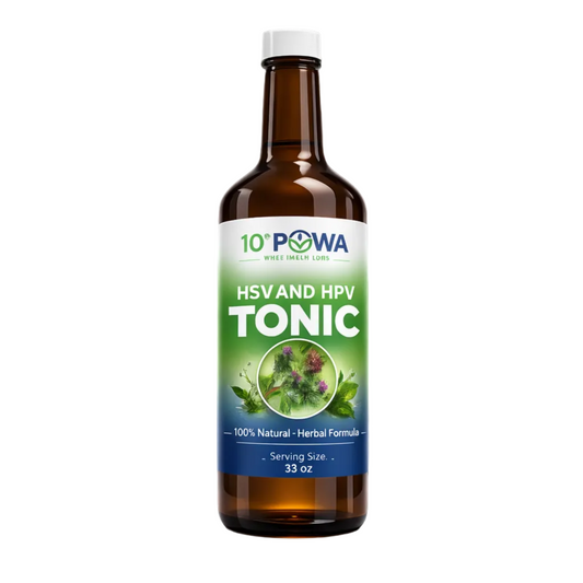 10th Powa Herbal Tonic 33 oz amber glass bottle – 100% natural herbal formula – Where Health Lives
