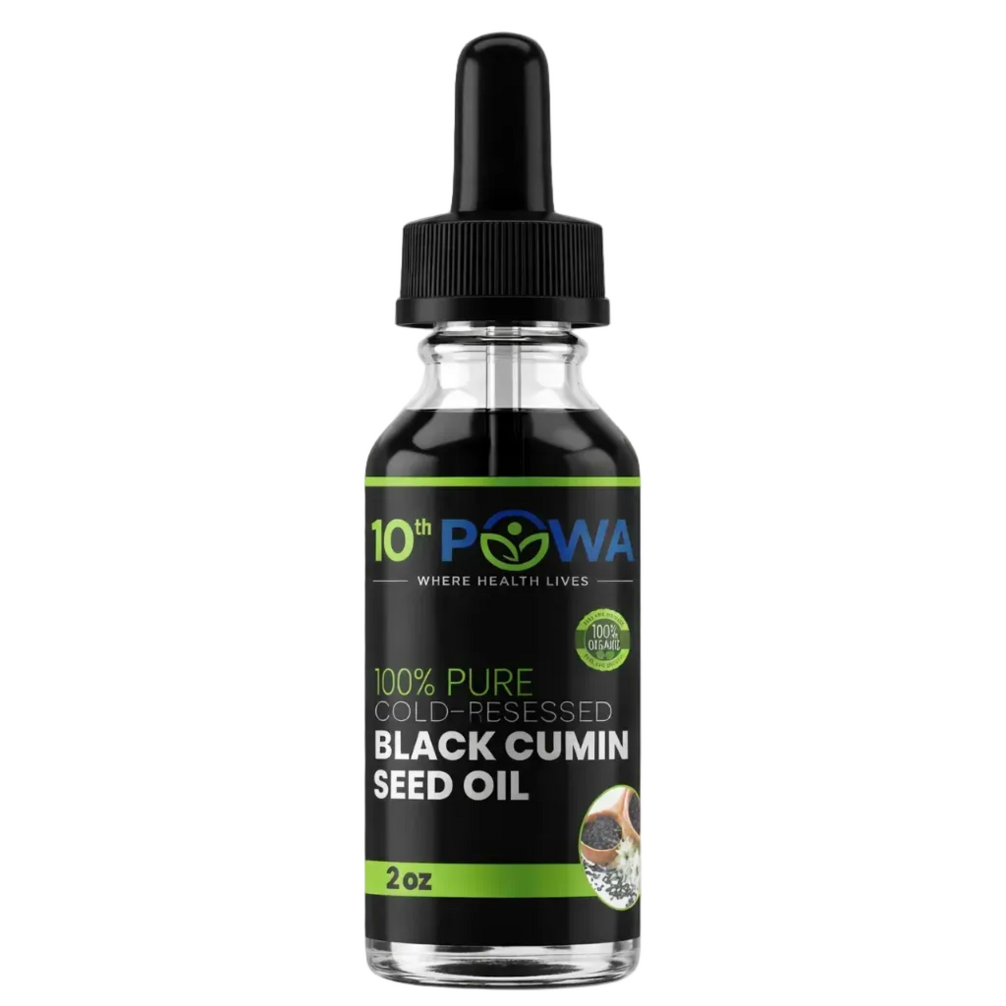 Organic cold-pressed Black Seed Oil with liquid dropper for immune and digestive support