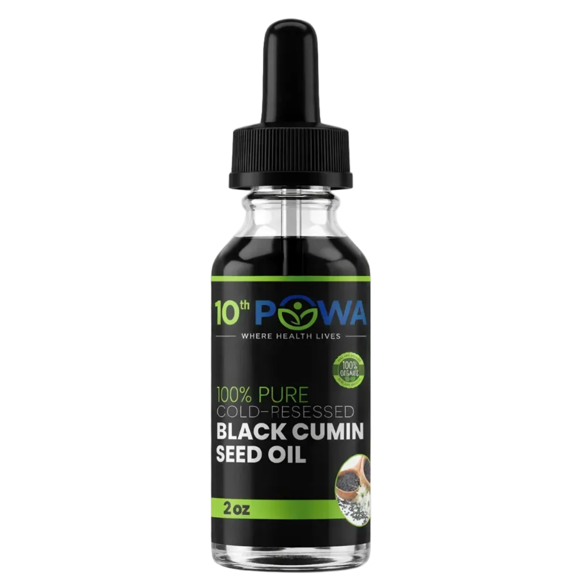 Organic cold-pressed Black Seed Oil with liquid dropper for immune and digestive support