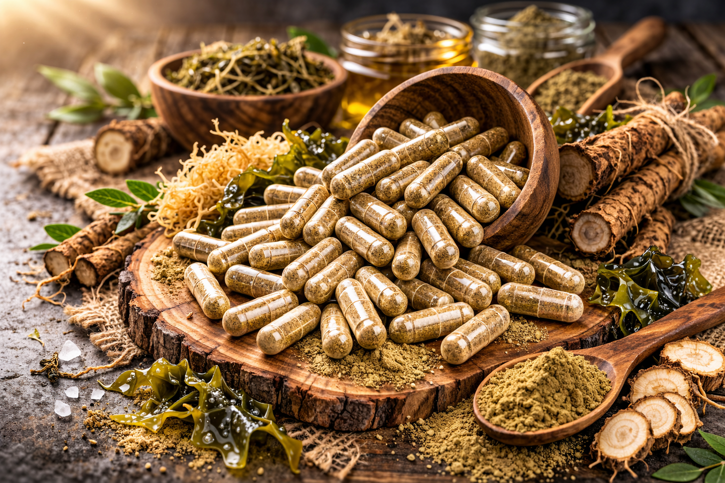 1KG iron supplements capsules with sea moss, burdock root, and bladderwrack blend