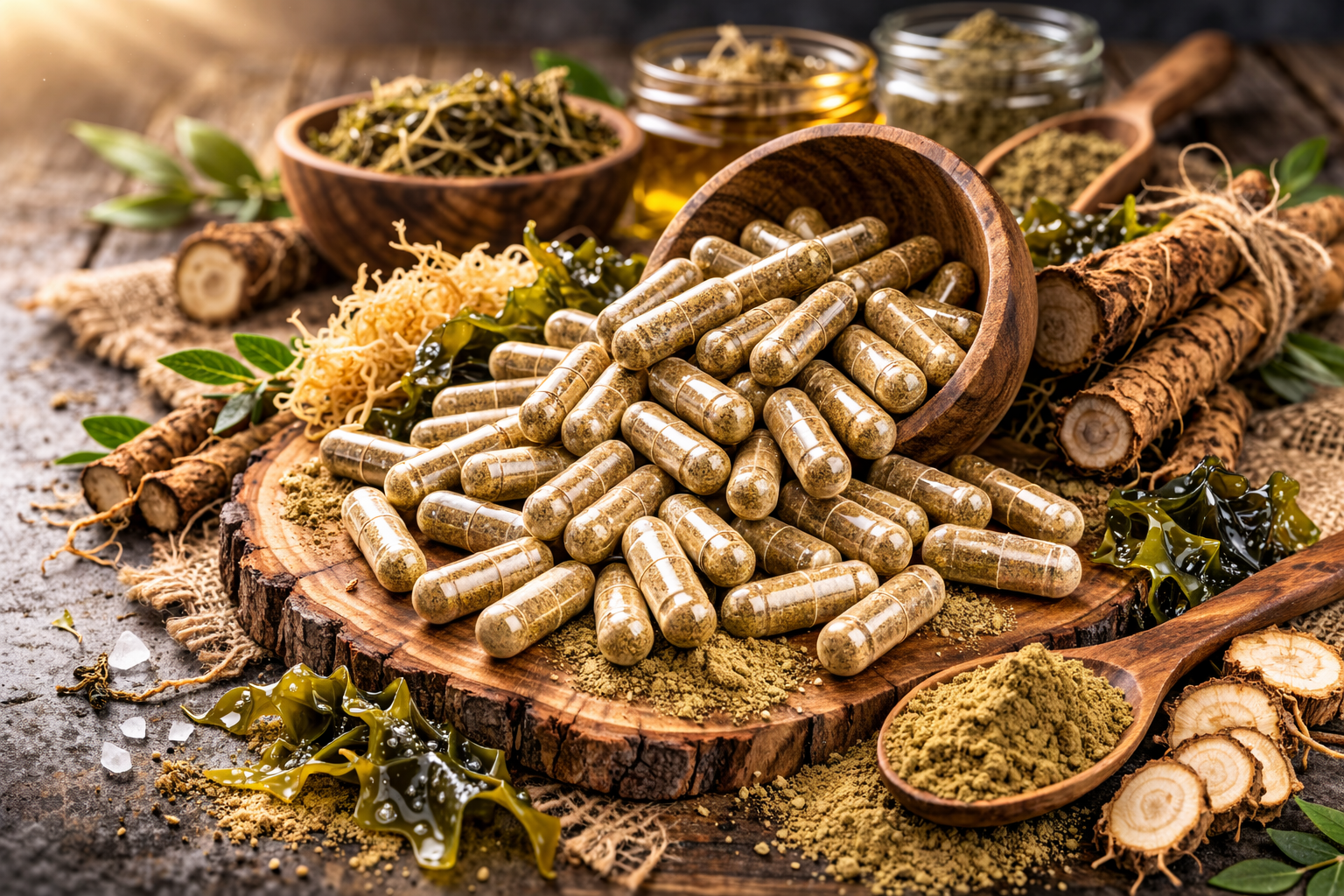 1KG iron supplements capsules with sea moss, burdock root, and bladderwrack blend
