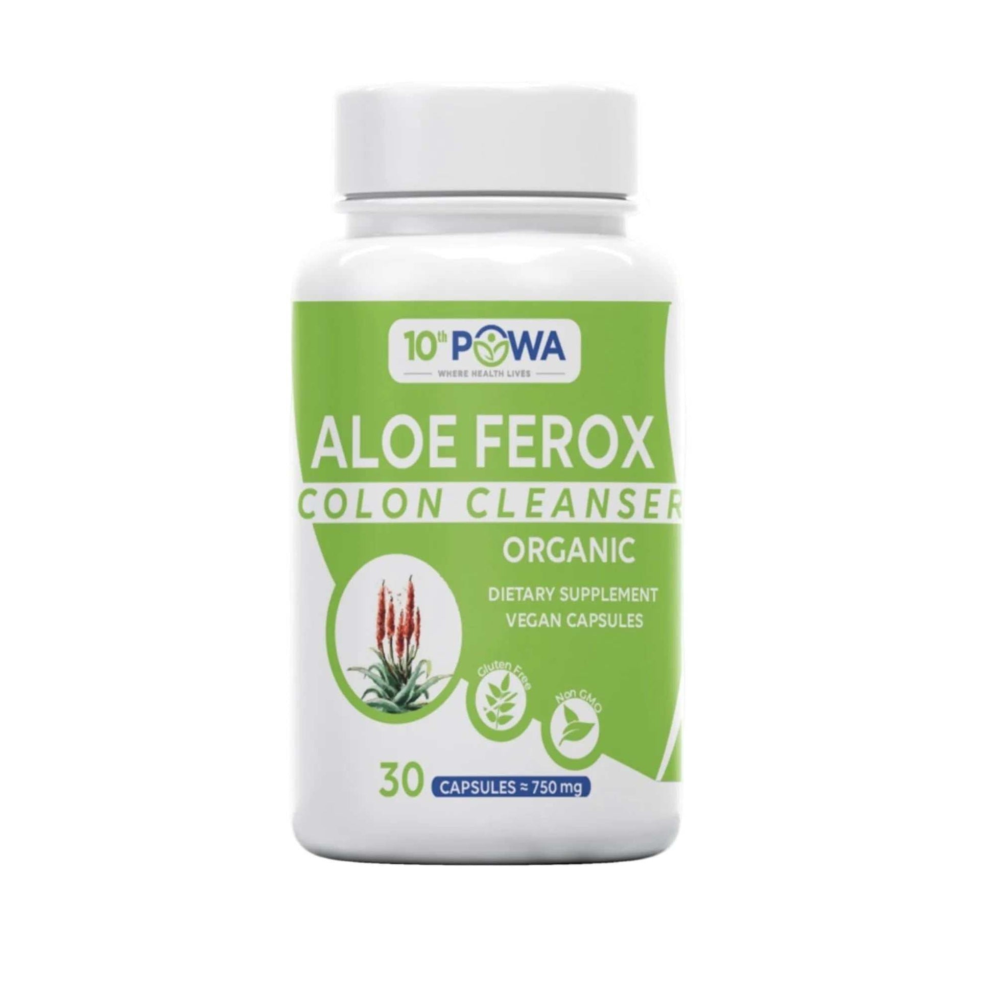 Natural Aloe Ferox Colon Cleanse Capsules bottle for digestive and gut detox support