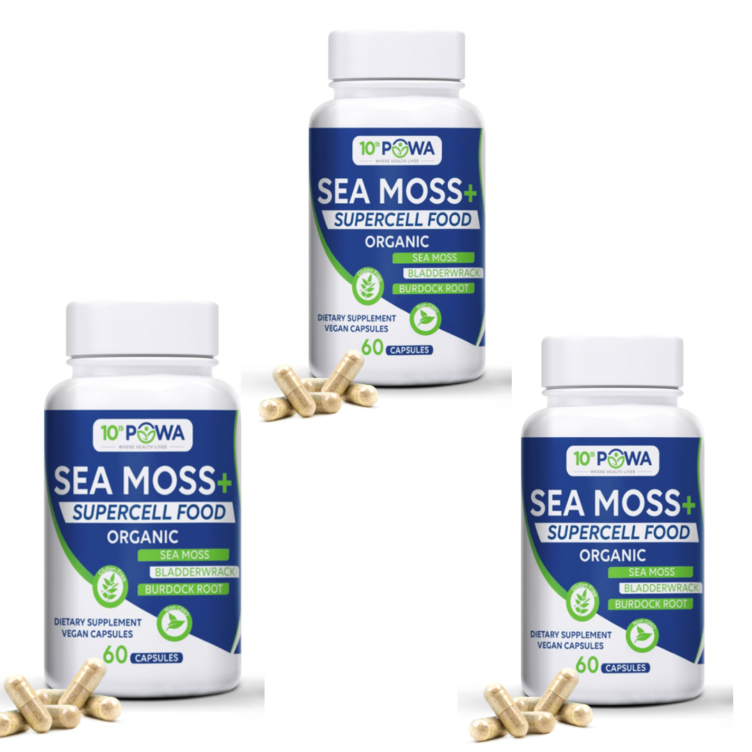 100% Plant Based Sea moss, Burdock Root, Bladderwrack Capsules - 3mo. Supply